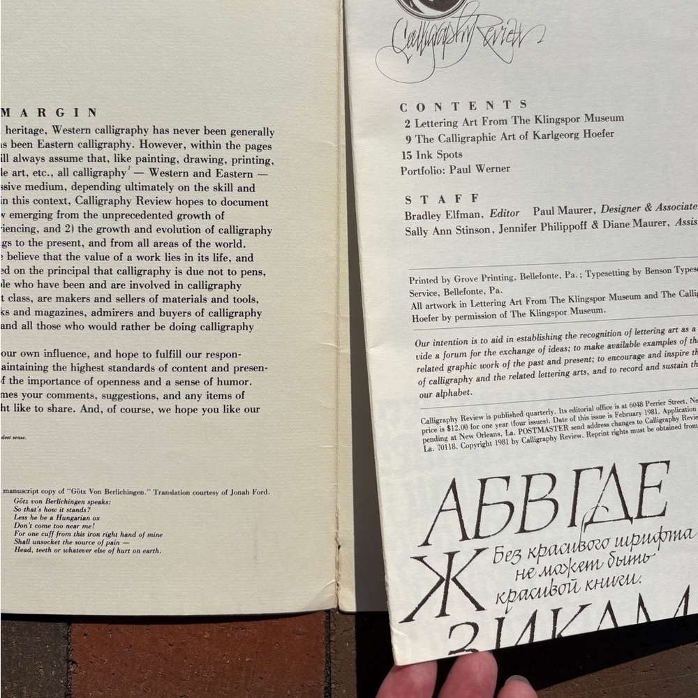 1981 Calligraphy Review Lettering Art Font Graphics Hoefer Script Type Typophile - Picture 9 of 10